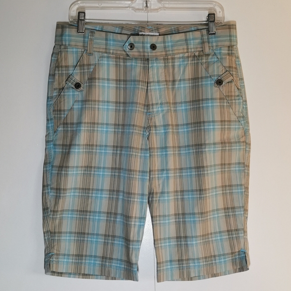 COLUMBIA | Plaid Bermuda Shorts, Light Blue/Tan - Picture 1 of 4